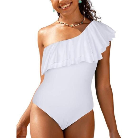 Women's Slimming One Piece Swimsuits Swimwear Ruffled Asymmetric One
